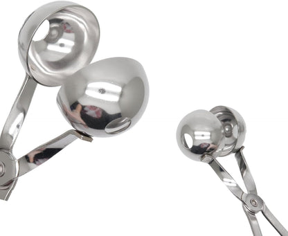2Pcs Meatball Maker Tongs None-Stick Meatball Maker Stainless Steel Meat Ballers Scoop Ball Maker Ice Tongs for Meat, Cake Pop, Ice Cream Scoop, Fruit, Cookie Dough, Melon -Black & Red（M Size）