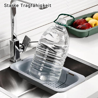 Kitchen Sink Colander, Extendable Strainer Basket Over the Sink for Wash Vegetables and Fruits, Drain Cooked Pasta and Dry Dishes 13.6"-18.9"L x 7.9"W x 2.6"H - Deepgray
