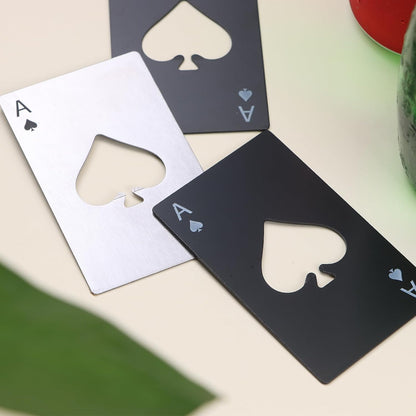 Ace of Spades Bottle Openers, 12Pcs Poker Card Bottle Openers,Credit Card Size Stainless Steel Bottle Opener Card, Beer Bottle Opener for Wallet Pocket Wedding Party Good Gift - Silver/Black