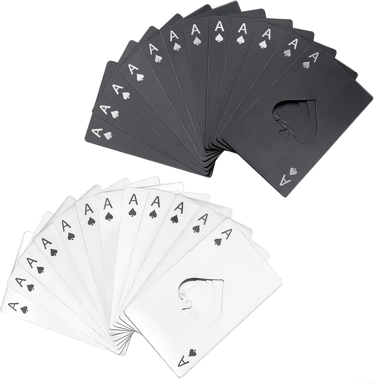 Ace of Spades Bottle Openers, 12Pcs Poker Card Bottle Openers,Credit Card Size Stainless Steel Bottle Opener Card, Beer Bottle Opener for Wallet Pocket Wedding Party Good Gift - Silver/Black