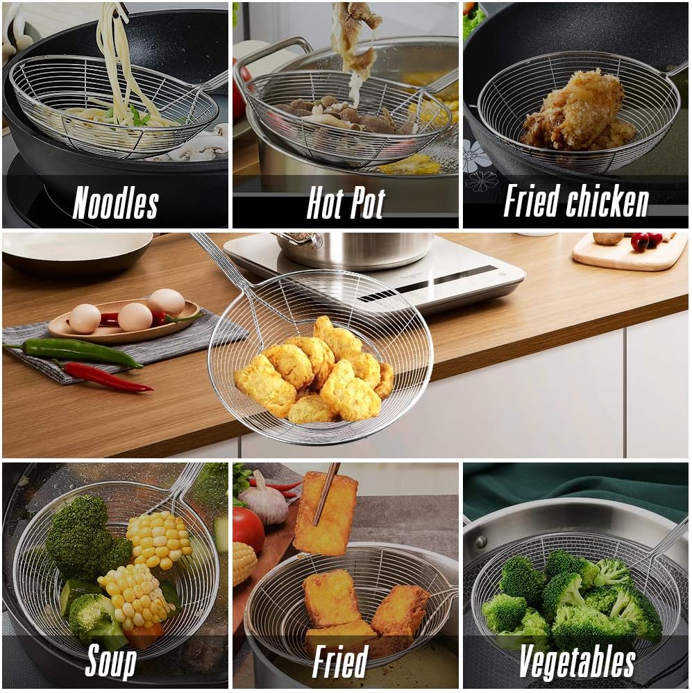 Spider Strainer Skimmer, Slotted Spoon for Cooking 7.9 Inch