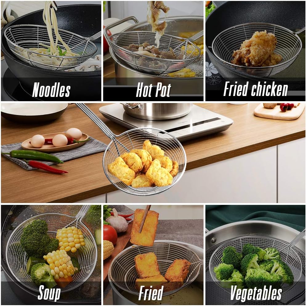 Spider Strainer Skimmer, Slotted Spoon for Cooking 7.9 Inch