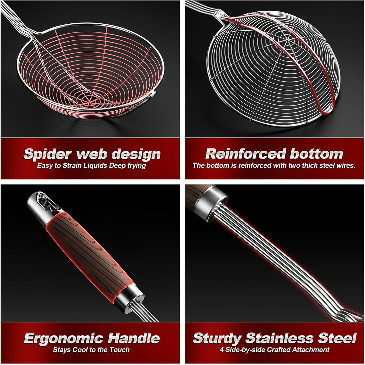 Spider Strainer Skimmer, Slotted Spoon for Cooking 7.9 Inch