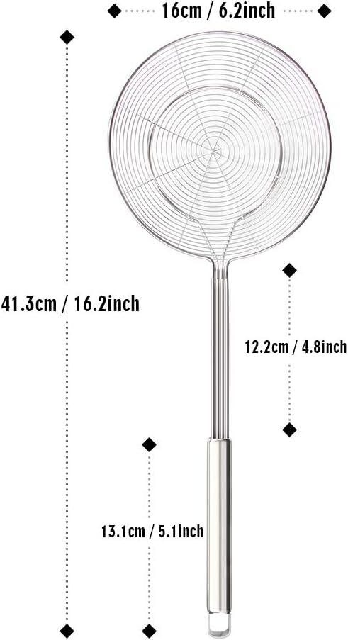 Spider Strainer Skimmer, Slotted Spoon for Cooking 7.9 Inch