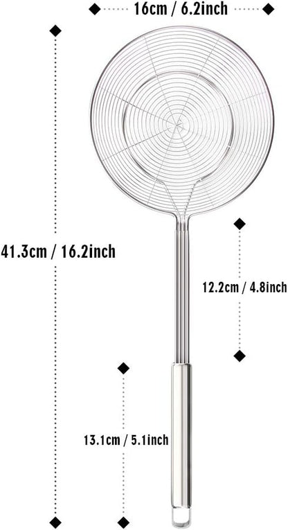 Spider Strainer Skimmer, Slotted Spoon for Cooking 7.9 Inch