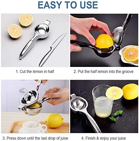 Lemon Squeezer Press Stainless Steel/Lime Juicer Handheld Manual Hand Citrus Press Juicer Metal - 2.7" Extra Large Bowl Heavy Duty Easy to Clean Dishwasher Safe