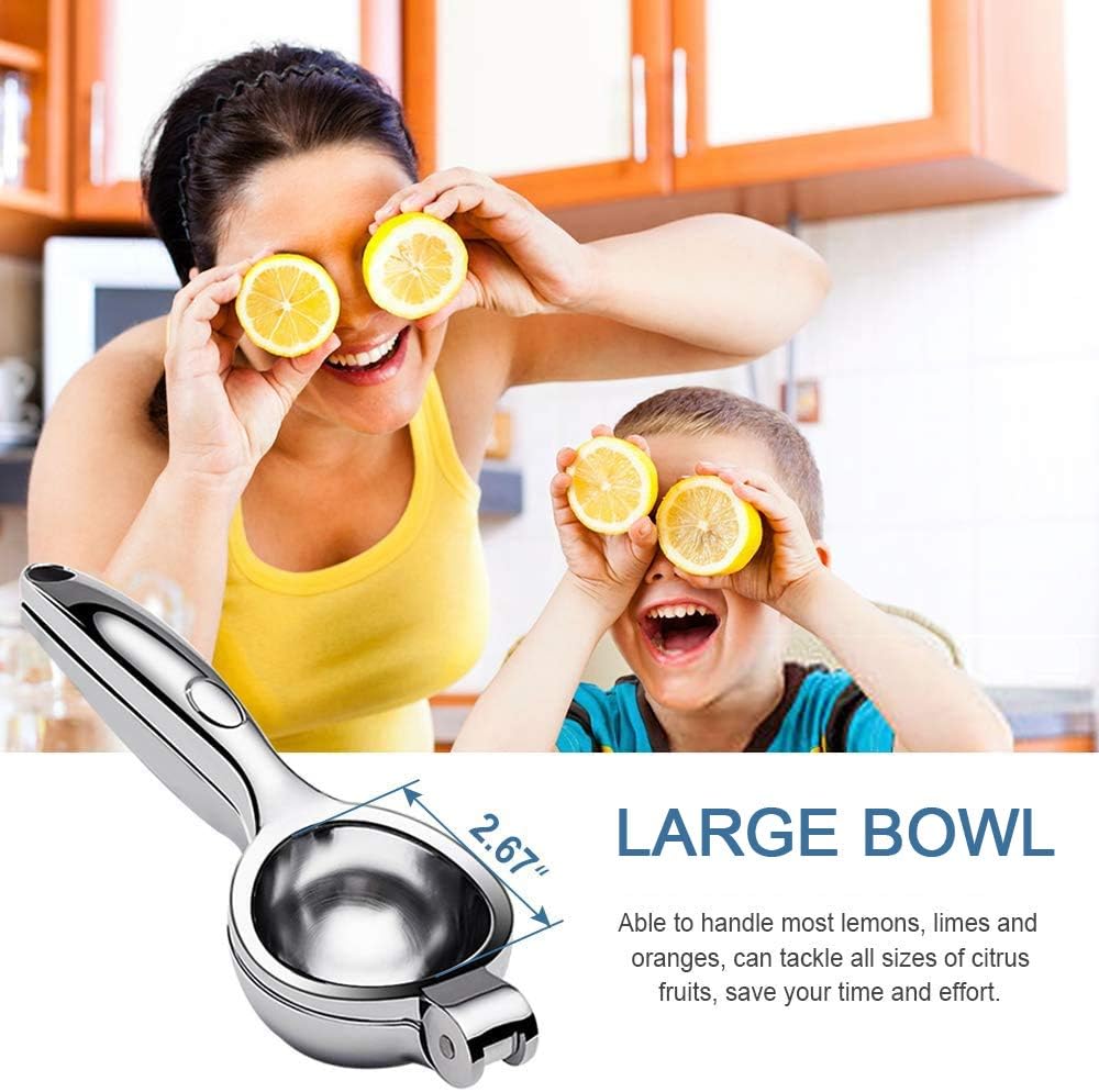 Lemon Squeezer Press Stainless Steel/Lime Juicer Handheld Manual Hand Citrus Press Juicer Metal - 2.7" Extra Large Bowl Heavy Duty Easy to Clean Dishwasher Safe