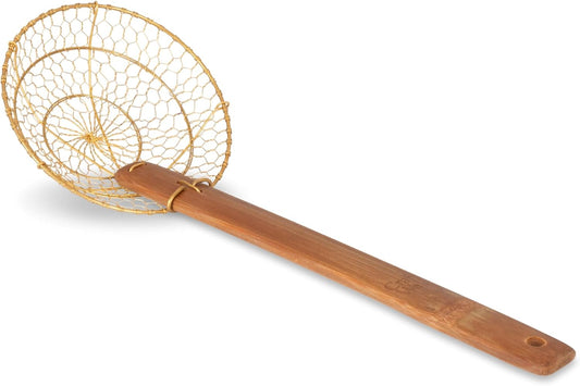 Small 6-Inch Brass Mesh Strainer/Spider Skimmer Zhao Li, Robust & Elegant Kitchen Tool for Frying & Straining, Authentic Oriental Cookware - / 732W7