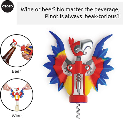Pinot Wine Bottle Opener - Parrot Wing Corkscrews for Gifts, Bottles Manual, Cool Gadgets with Wings, Bar accessories, Corkscrew