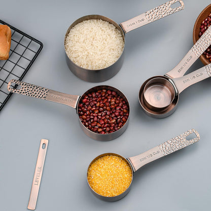 Measuring Cups Set, 18/8 Stainless Steel Measuring Cups and Spoons Set, 8 Kitchen Measuring cups & 9 Baking Measuring Spoons & Magnetic Conversion Chart&Leveler&Rings-Metal Measure Cups&Spoons
