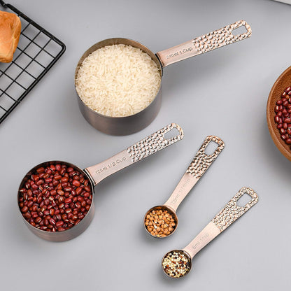 Measuring Cups Set, 18/8 Stainless Steel Measuring Cups and Spoons Set, 8 Kitchen Measuring cups & 9 Baking Measuring Spoons & Magnetic Conversion Chart&Leveler&Rings-Metal Measure Cups&Spoons