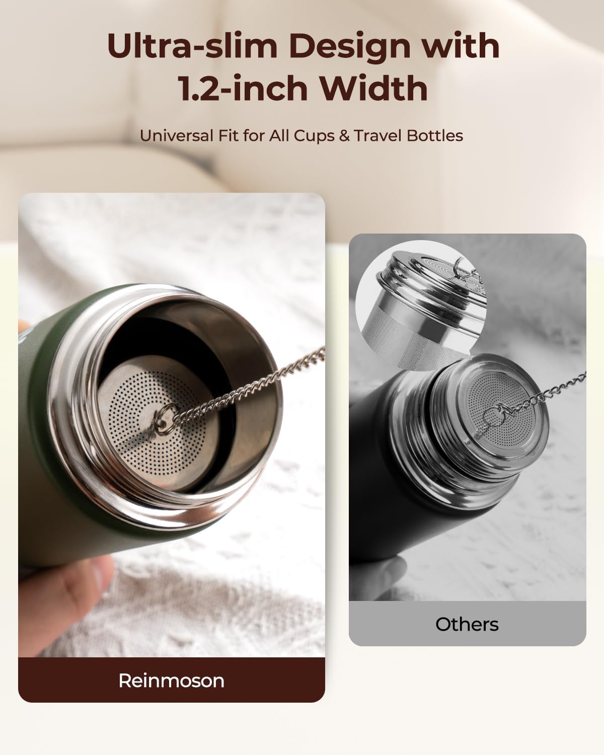 Mini Stainless Steel Tea Strainer for Loose Tea 1.2”x2.2”