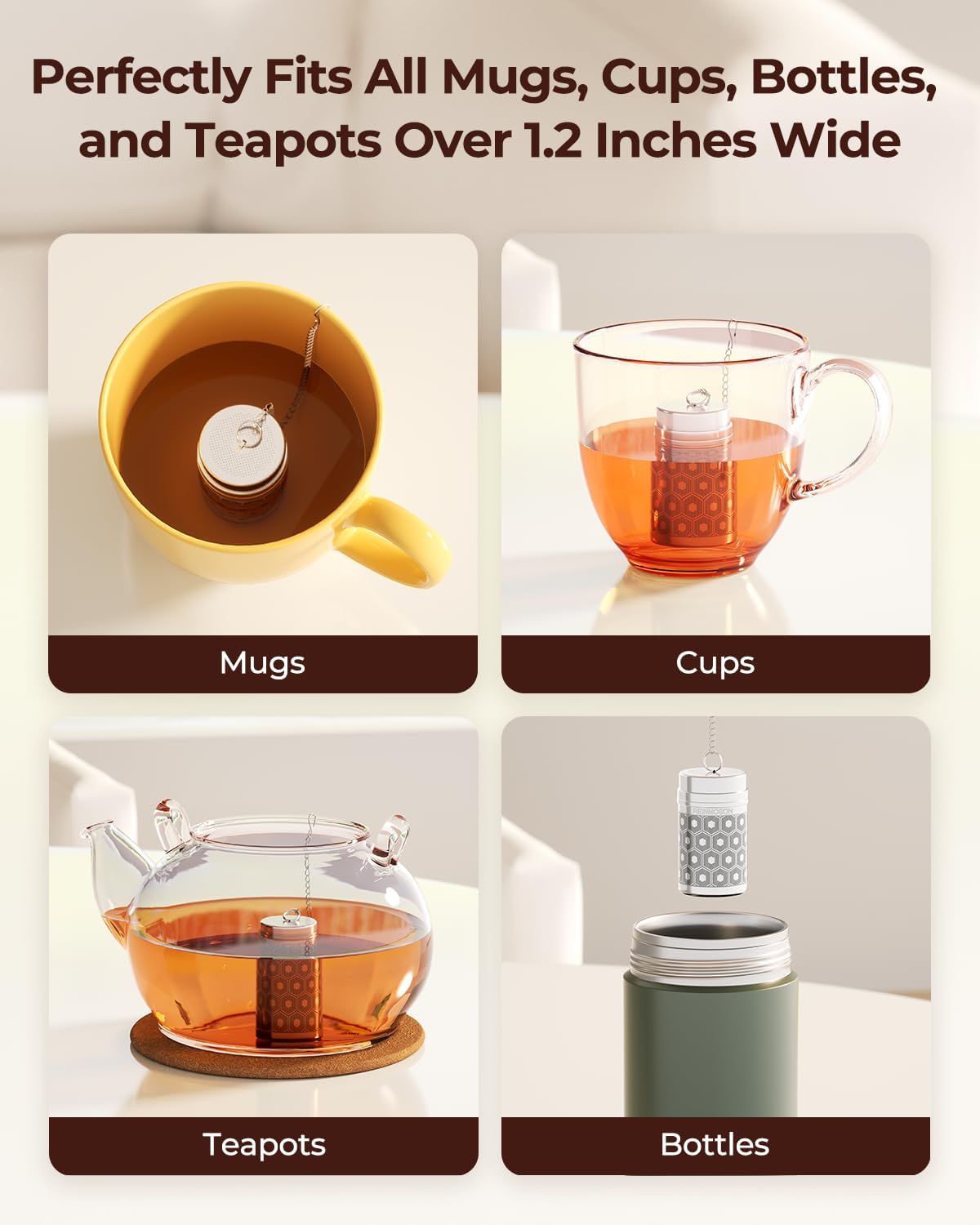 Mini Stainless Steel Tea Strainer for Loose Tea 1.2”x2.2”