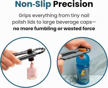 Multi Bottle Opener for Jars Bottles and Cans 3 in 1 Easy Grip Lid Opener for Weak Hands Twist Caps Pull Tabs Pop Tops and Small Lids Arthritis Aid Manual Kitchen Tool Black