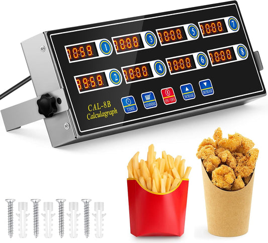 1 Pack 8 Channel Kitchen Timers for Cooking, Commercial Digital Kitchen Timer with Loud Alarm, Large LCD Display, Restaurant Fryer, Chef, Baking Supplies