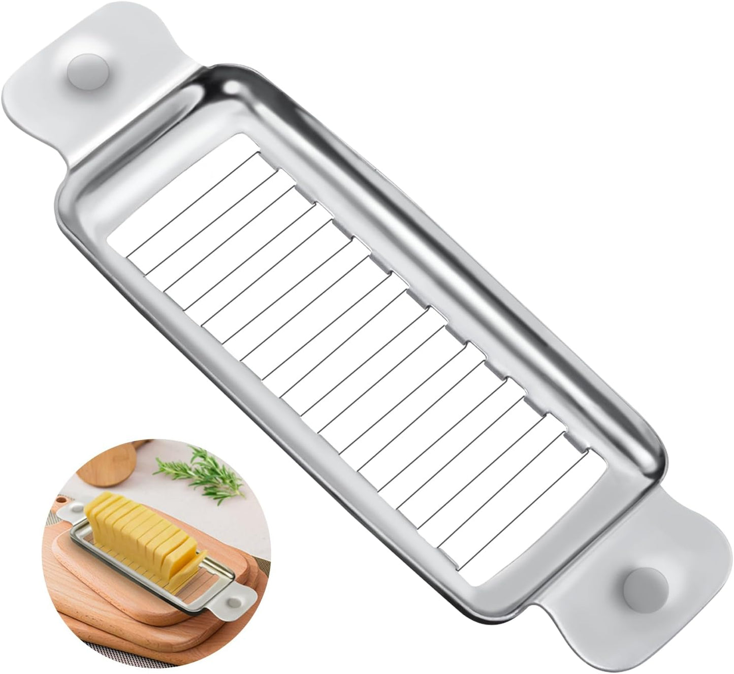 Stainless Steel Butter & Cheese Slicer - Multipurpose Food Cutter With Ergonomic Handle for Block Cheese - 1/4 Inch Slices on Average - Dishwasher Safe