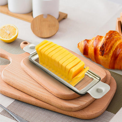 Stainless Steel Butter & Cheese Slicer - Multipurpose Food Cutter With Ergonomic Handle for Block Cheese - 1/4 Inch Slices on Average - Dishwasher Safe