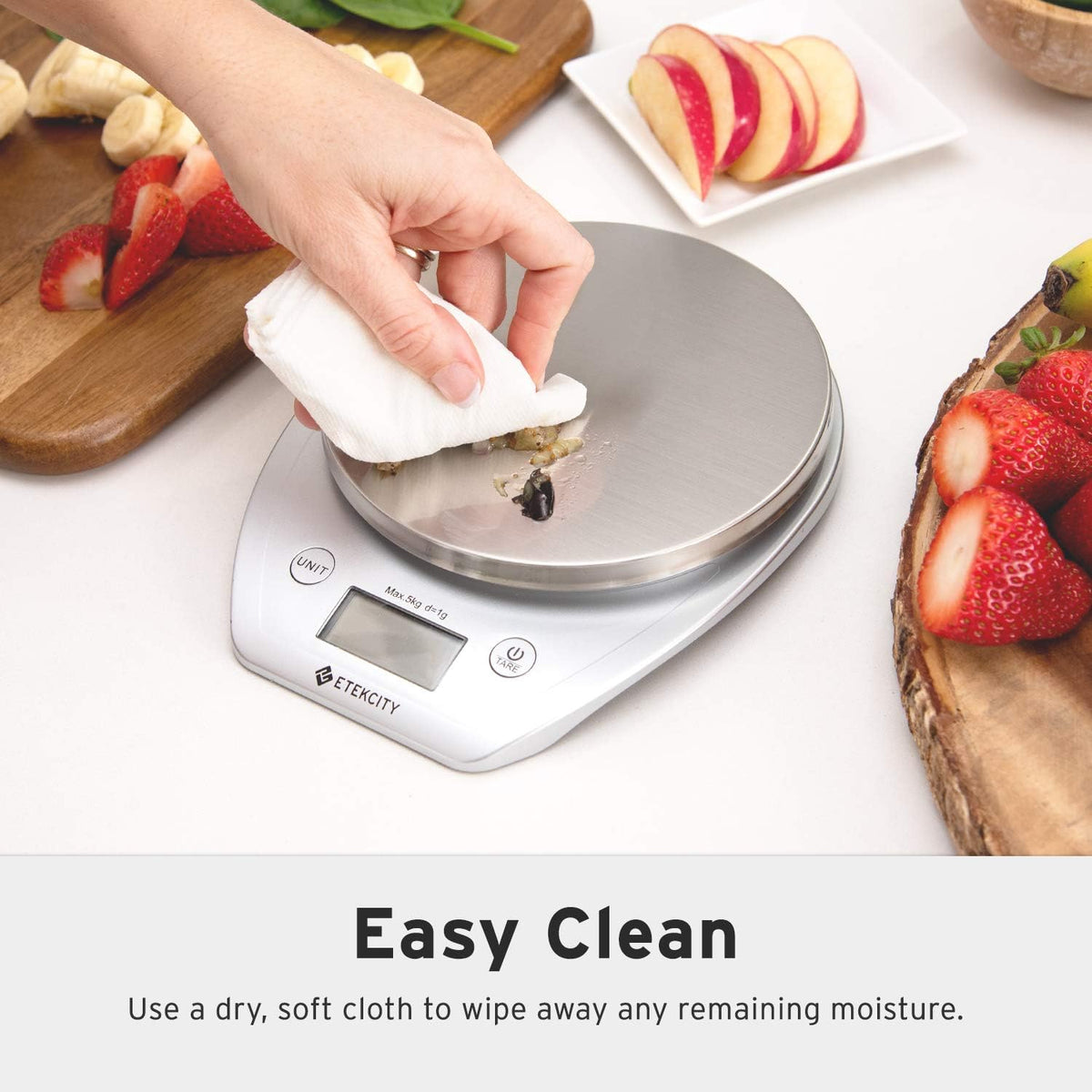 Food Kitchen Scale Bowl, Digital Ounces and Grams for Cooking, Baking, Meal Prep, Dieting, and Weight Loss, 11lb/5kg, Silver