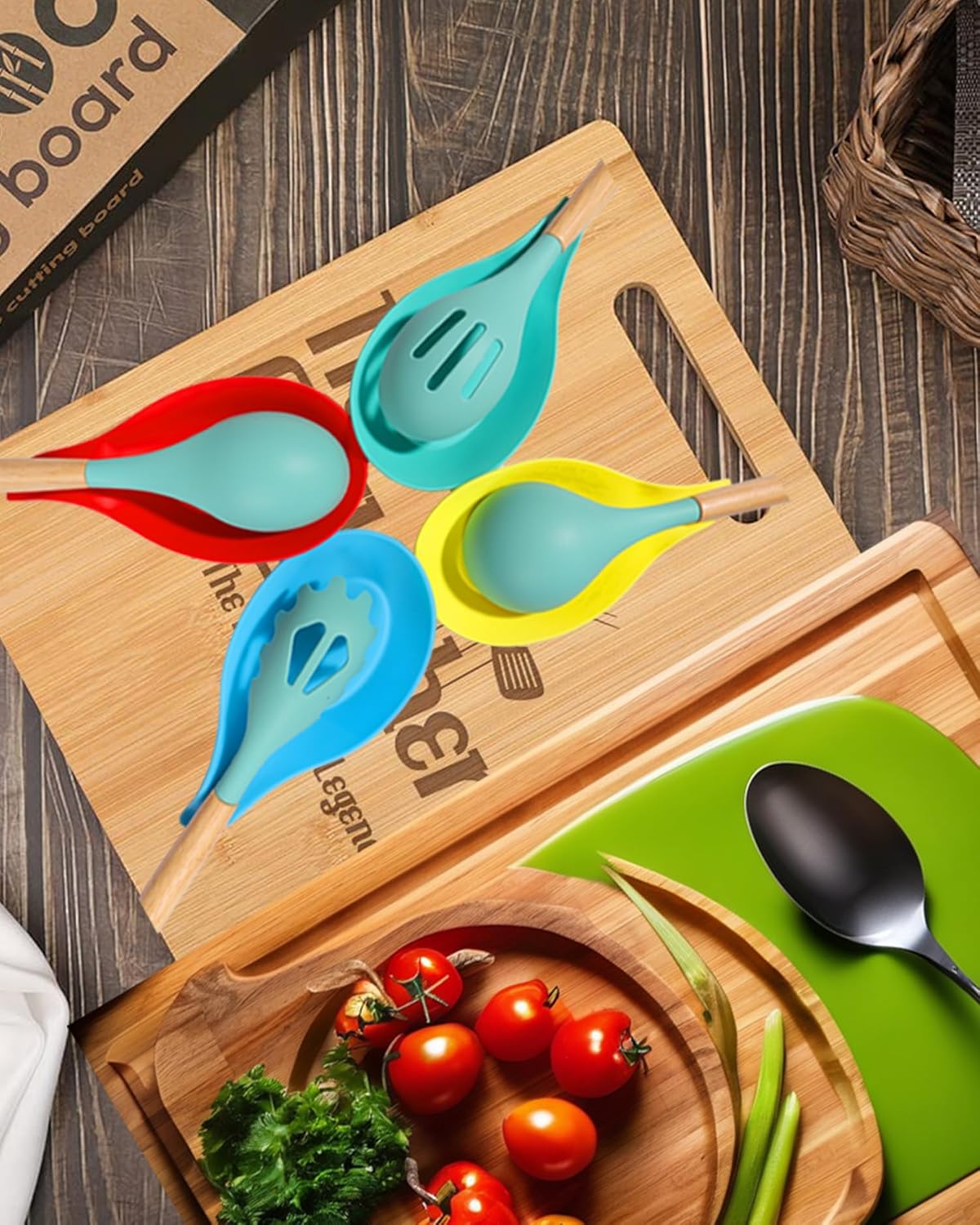 6 Pack Silicone Spoon Rest for Stove Top, Heat Resistant Kitchen Spoon Holder for Counter, Multi-Color (Multi-6)