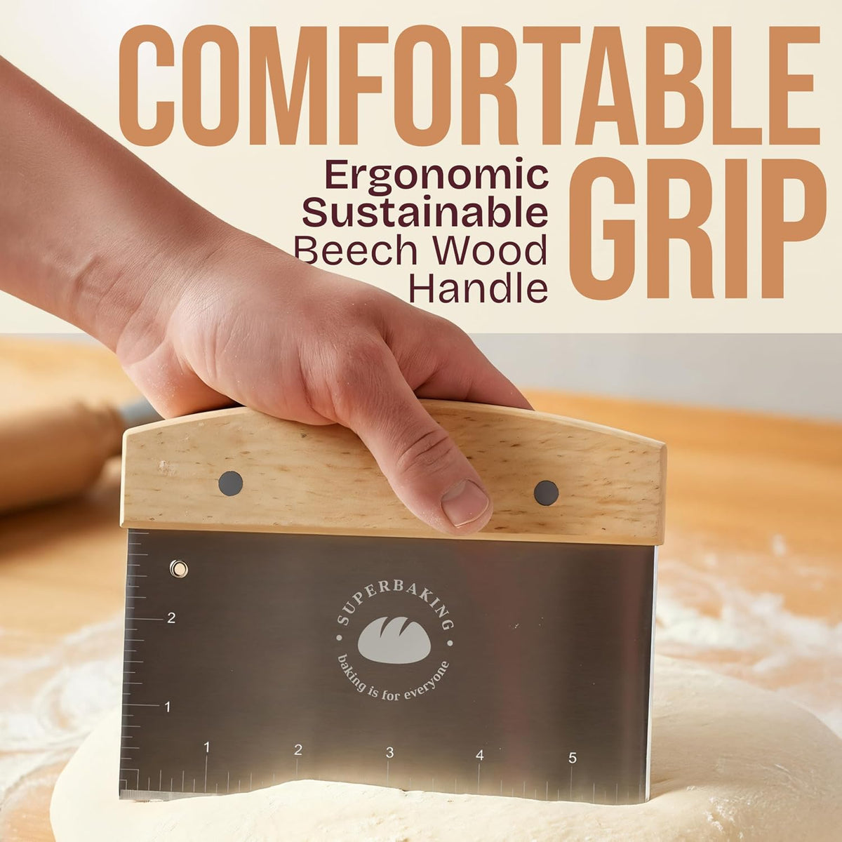 Multipurpose Bench Scraper, 6" Grill & Dough Scraper with Ruler