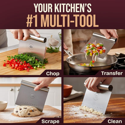 Multipurpose Bench Scraper, 6" Grill & Dough Scraper with Ruler
