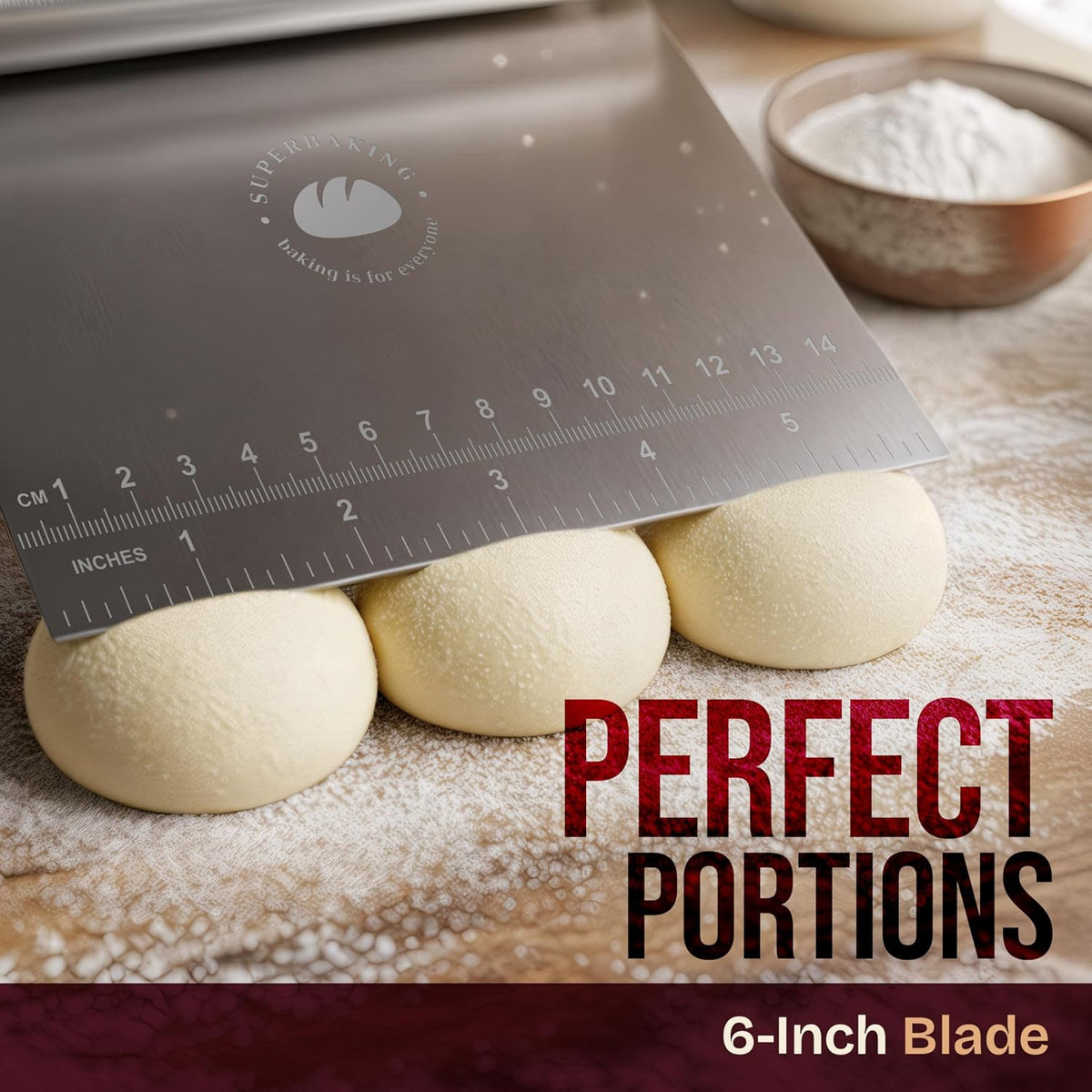 Multipurpose Bench Scraper, 6" Grill & Dough Scraper with Ruler