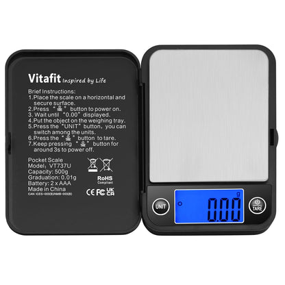 500g Digital Pocket Scale,High Accuracy Assured by Scale Professional Factory Since 2001, Gram Scale 0.01g for Multifunction: Lab,Food, Kitchen,Coffee,Jewelry; Black