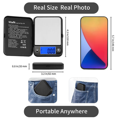 500g Digital Pocket Scale,High Accuracy Assured by Scale Professional Factory Since 2001, Gram Scale 0.01g for Multifunction: Lab,Food, Kitchen,Coffee,Jewelry; Black