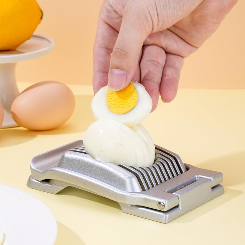 Egg Slicer for Hard Boiled Eggs, Metal Durable, Cutter for Strawberry Gold