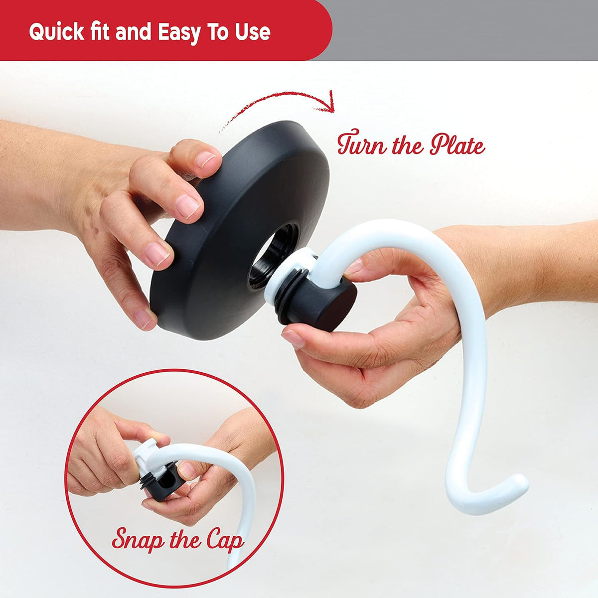 KneadAce Spiral Dough Hook Shield for KitchenAid, 2 Adapters Included | Stops Dough Climbing, Fits All Spiral Hooks, 5-8 Qt Bowl Lift Mixers, Dishwasher Safe, Food-Safe, Mess-Free Baking