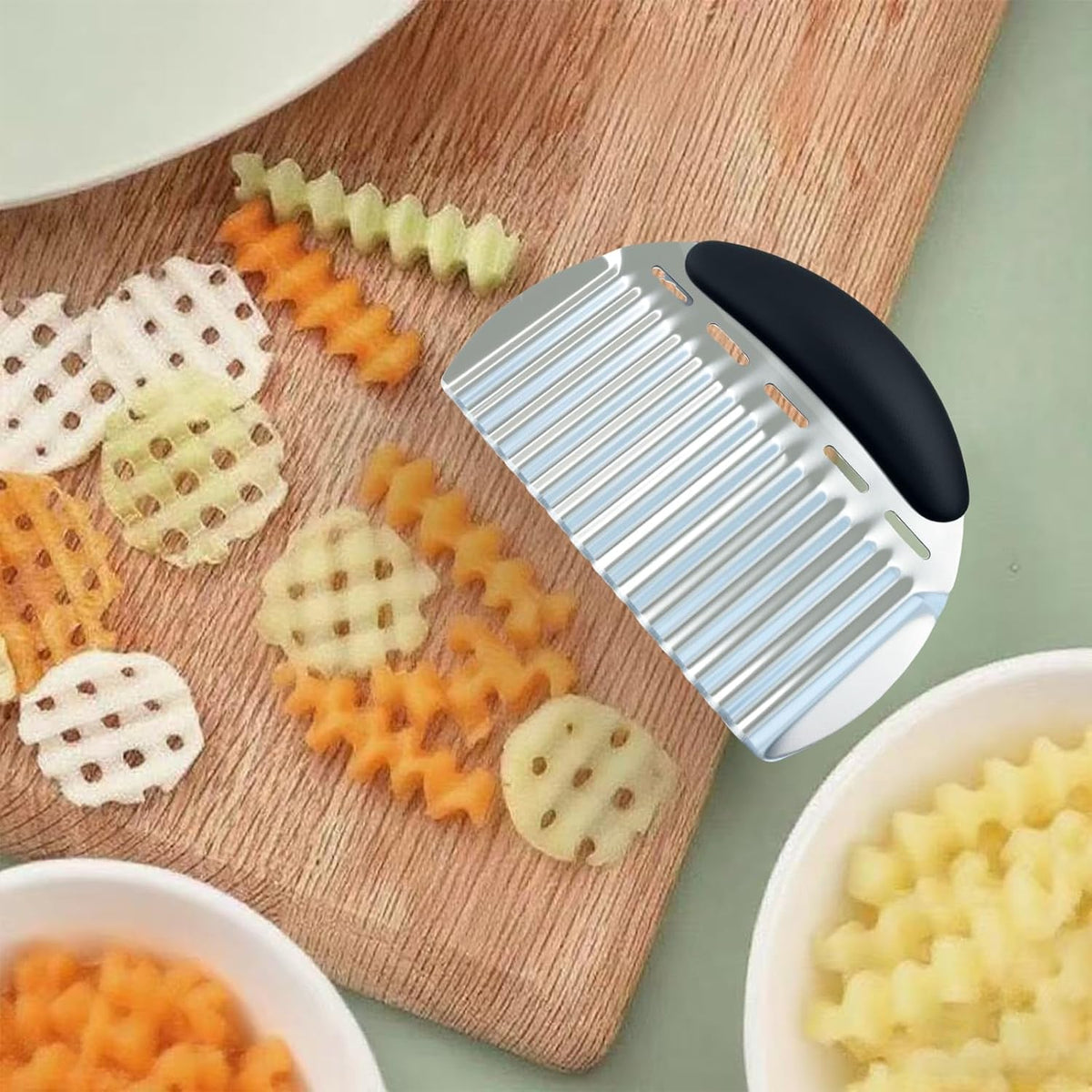 Crinkle Cutter for Veggies & Potatoes,Stainless Steel