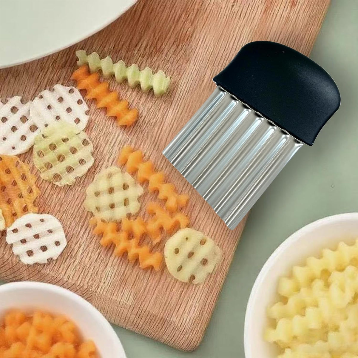 Crinkle Cutter for Veggies & Potatoes,Stainless Steel