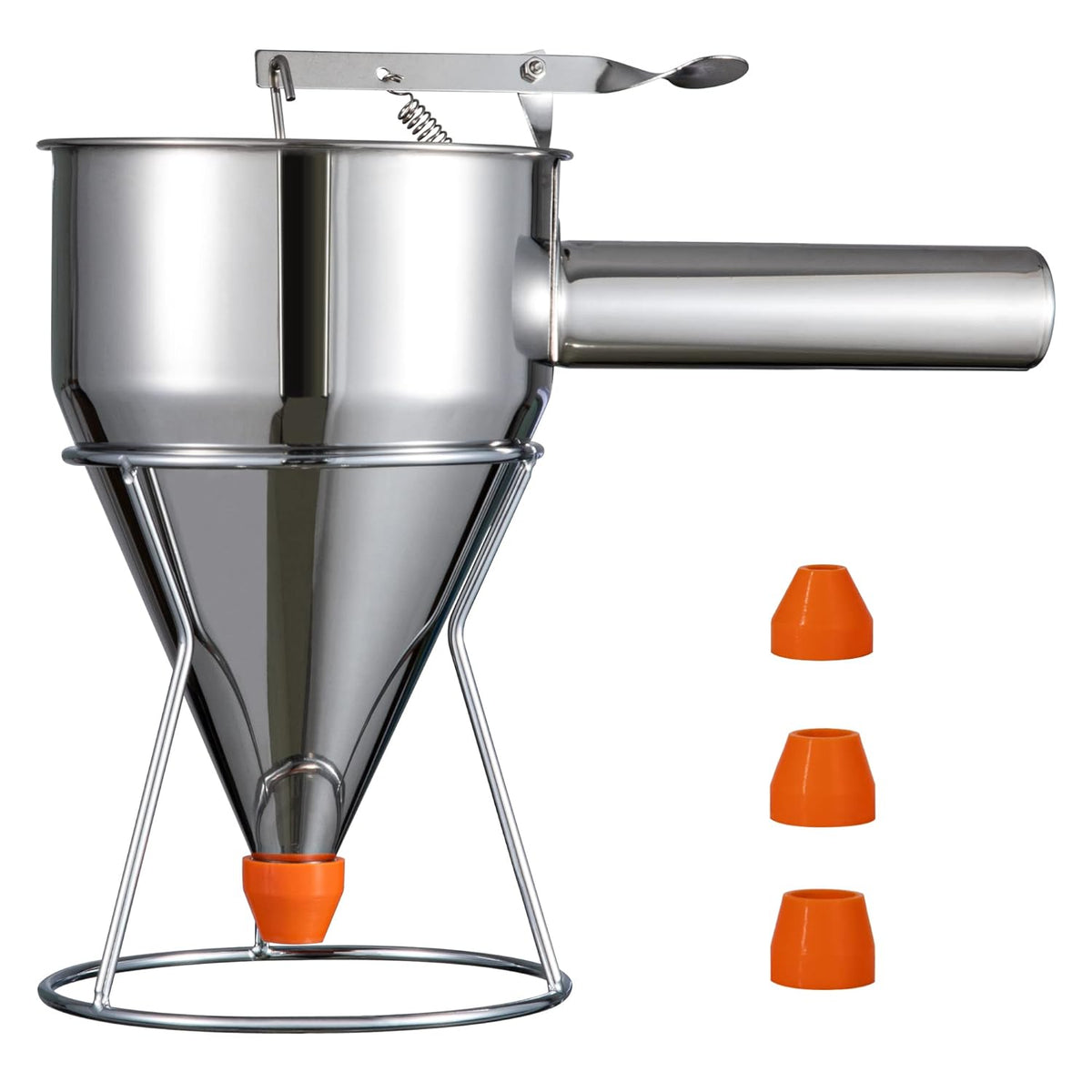 Pancake Batter Dispenser, 40oz Multi-Caliber Stainless Steel Funnel Cake Dispenser with Stand Great for Pancakes, Cupcakes or Any Baked Goods