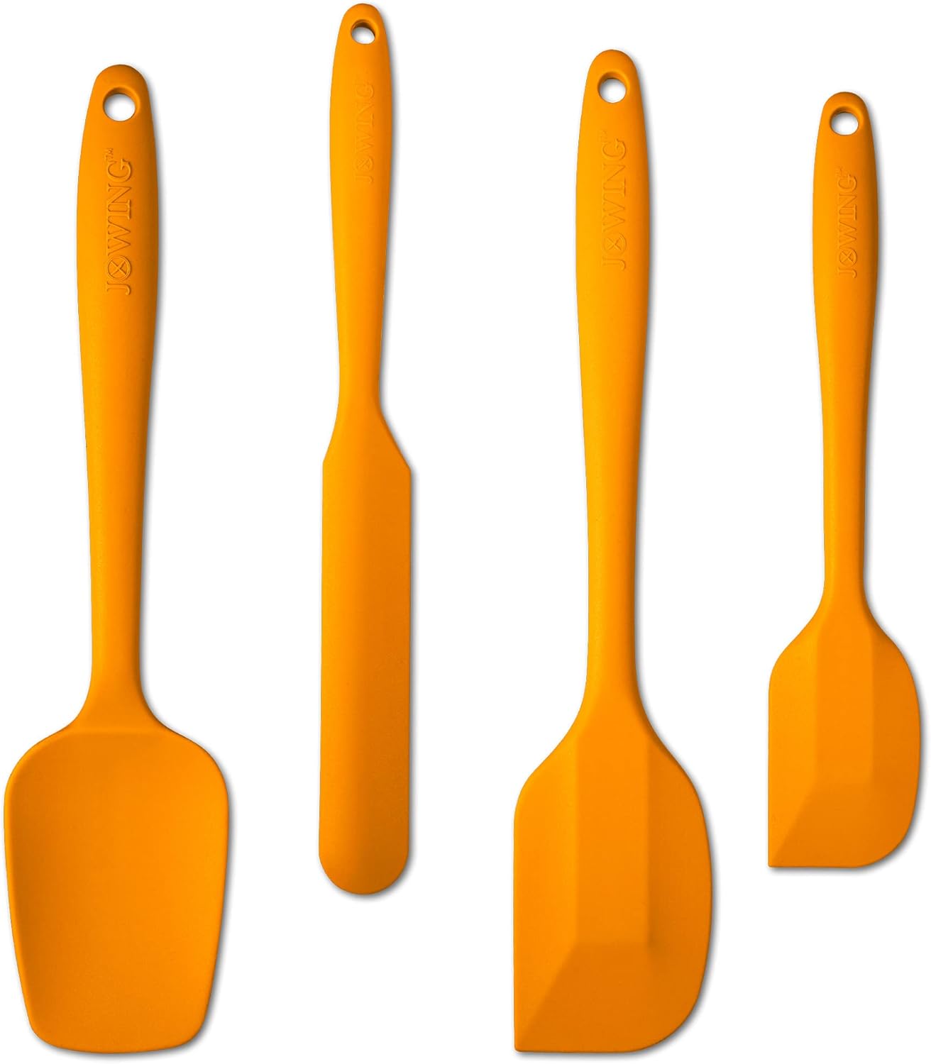 4 Piece Silicone Spatula Set, Flexible Heat Resistant Non-scratch Baking Cooking Rubber Spatulas with Stainless Steel Core, Orange | One-piece silicone rubber spatulas for baking and cooking; flexible tips, gentle on nonstick cookware and dishwasher safe