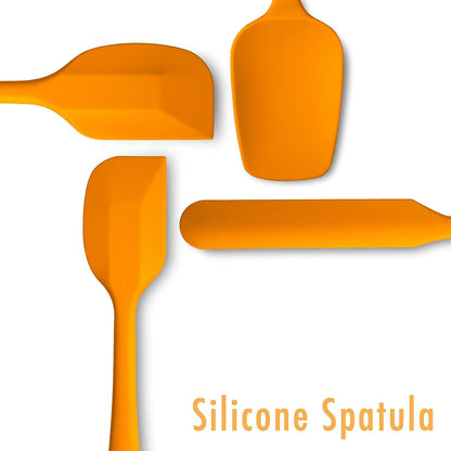 4 Piece Silicone Spatula Set, Flexible Heat Resistant Non-scratch Baking Cooking Rubber Spatulas with Stainless Steel Core, Orange | One-piece silicone rubber spatulas for baking and cooking; flexible tips, gentle on nonstick cookware and dishwasher safe