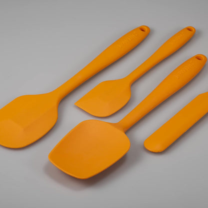 4 Piece Silicone Spatula Set, Flexible Heat Resistant Non-scratch Baking Cooking Rubber Spatulas with Stainless Steel Core, Orange | One-piece silicone rubber spatulas for baking and cooking; flexible tips, gentle on nonstick cookware and dishwasher safe