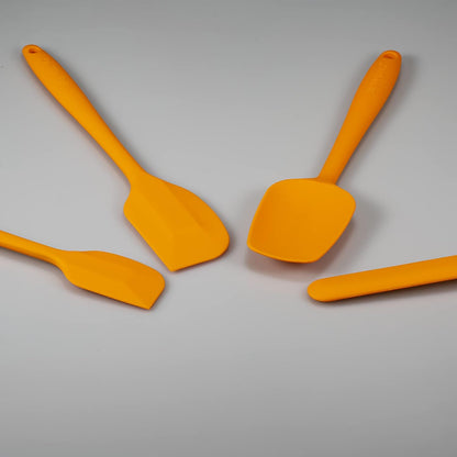 4 Piece Silicone Spatula Set, Flexible Heat Resistant Non-scratch Baking Cooking Rubber Spatulas with Stainless Steel Core, Orange | One-piece silicone rubber spatulas for baking and cooking; flexible tips, gentle on nonstick cookware and dishwasher safe