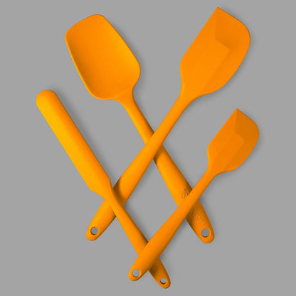 4 Piece Silicone Spatula Set, Flexible Heat Resistant Non-scratch Baking Cooking Rubber Spatulas with Stainless Steel Core, Orange | One-piece silicone rubber spatulas for baking and cooking; flexible tips, gentle on nonstick cookware and dishwasher safe