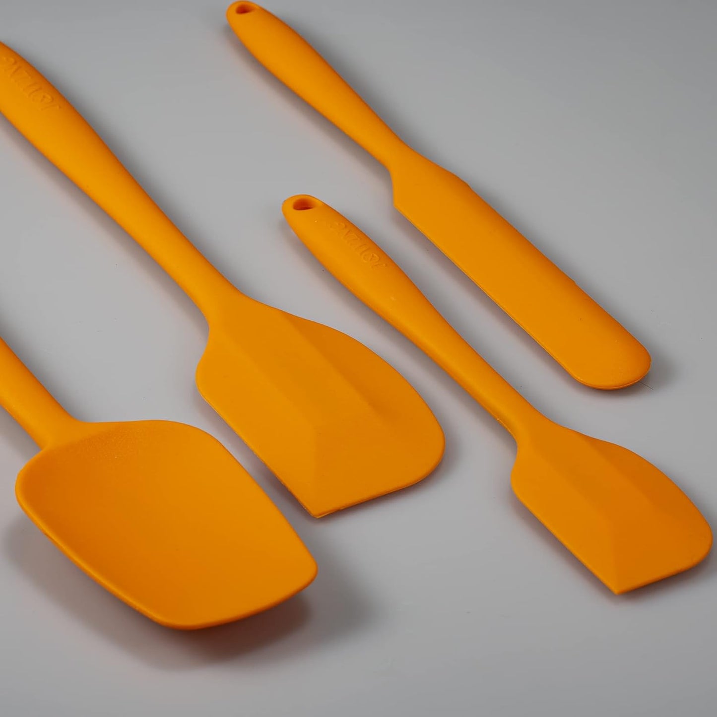 4 Piece Silicone Spatula Set, Flexible Heat Resistant Non-scratch Baking Cooking Rubber Spatulas with Stainless Steel Core, Orange | One-piece silicone rubber spatulas for baking and cooking; flexible tips, gentle on nonstick cookware and dishwasher safe