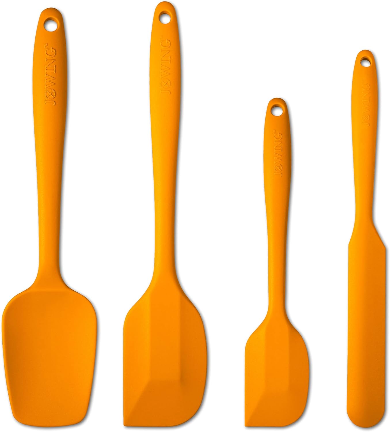 4 Piece Silicone Spatula Set, Flexible Heat Resistant Non-scratch Baking Cooking Rubber Spatulas with Stainless Steel Core, Orange | One-piece silicone rubber spatulas for baking and cooking; flexible tips, gentle on nonstick cookware and dishwasher safe