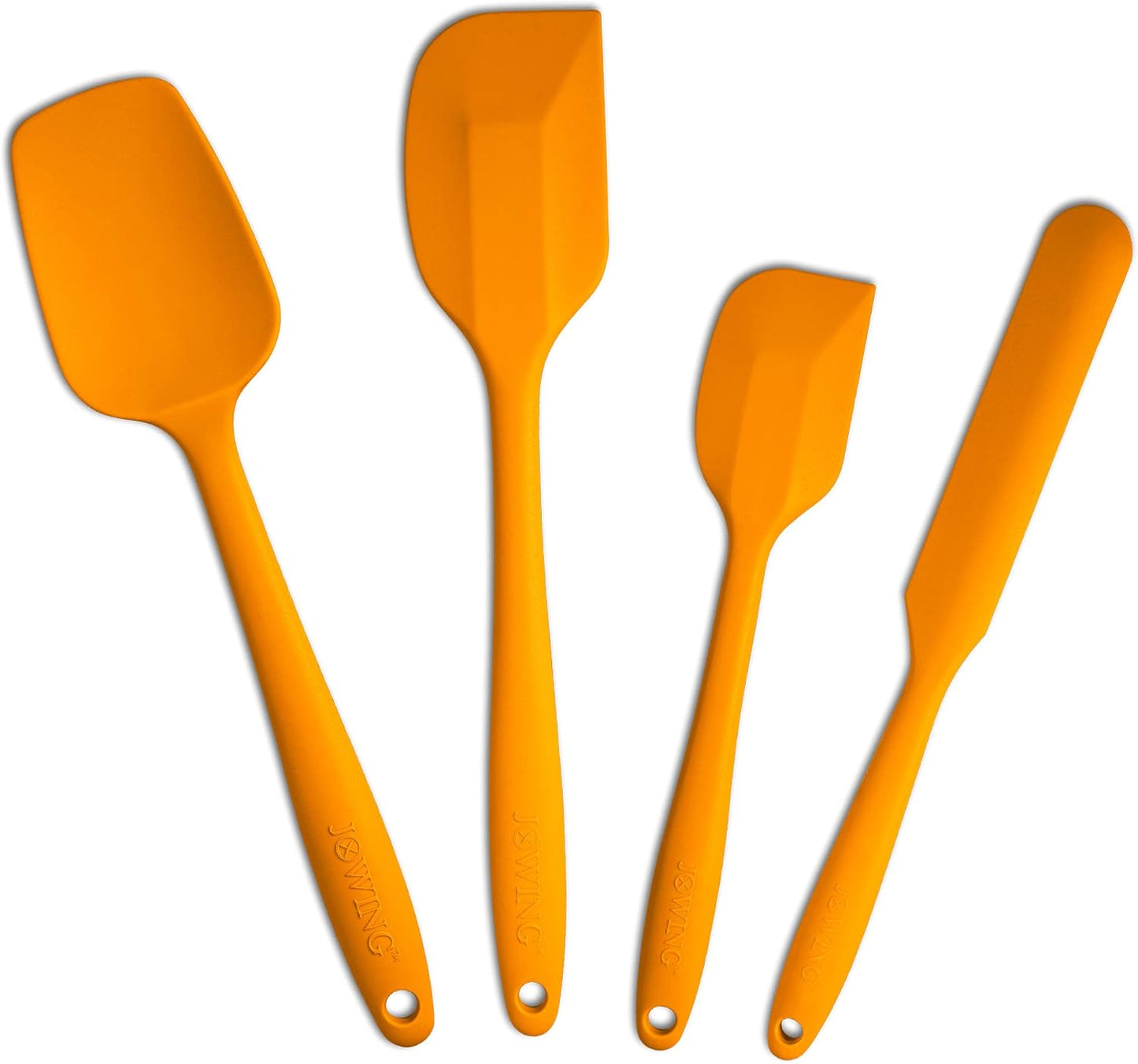 4 Piece Silicone Spatula Set, Flexible Heat Resistant Non-scratch Baking Cooking Rubber Spatulas with Stainless Steel Core, Orange | One-piece silicone rubber spatulas for baking and cooking; flexible tips, gentle on nonstick cookware and dishwasher safe
