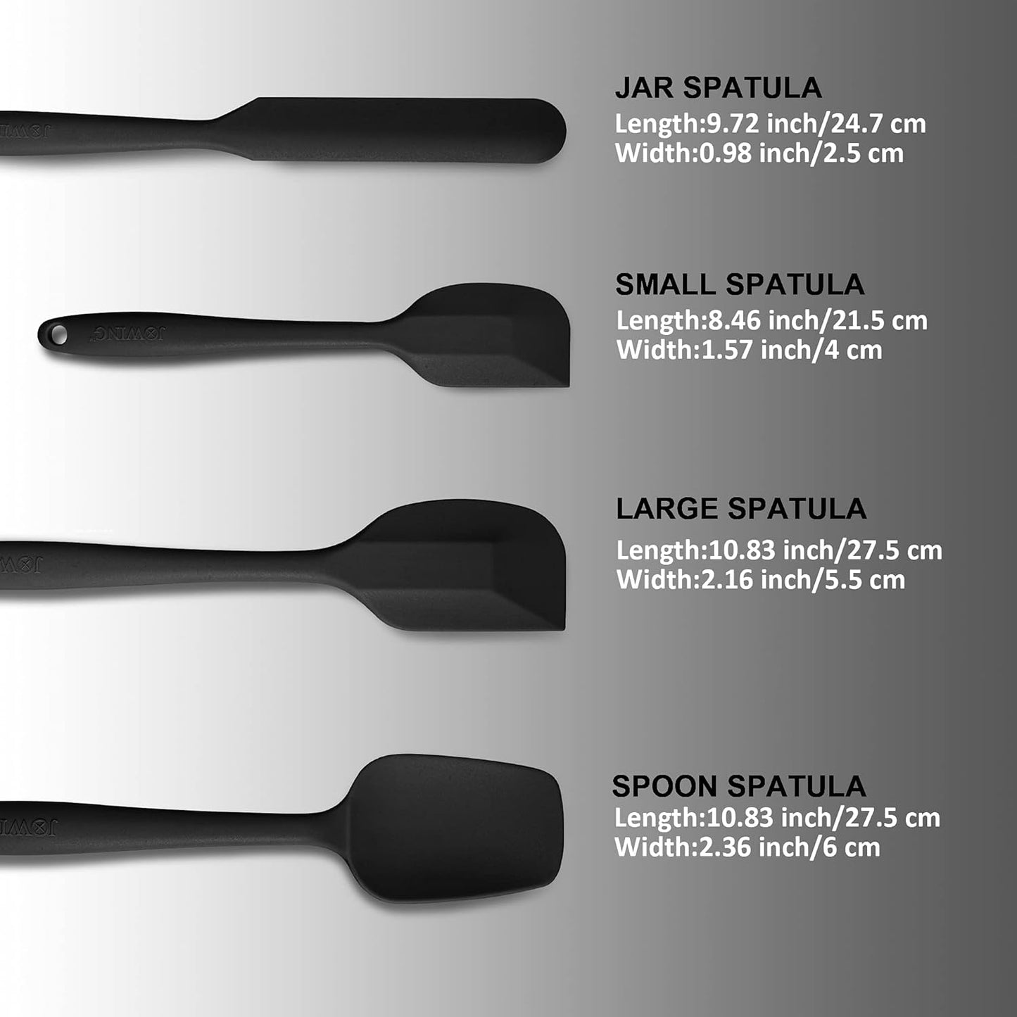 4 Piece Silicone Spatula Set, Flexible Heat Resistant Non-scratch Baking Cooking Rubber Spatulas with Stainless Steel Core, Orange | One-piece silicone rubber spatulas for baking and cooking; flexible tips, gentle on nonstick cookware and dishwasher safe
