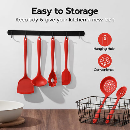 Kitchen Utensils Set, 10 Pieces Black Silicone Cooking Utensils Set