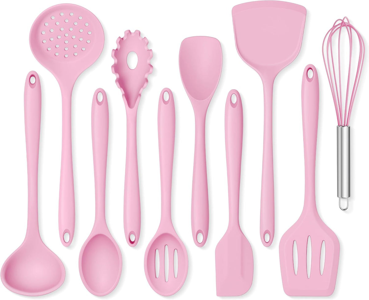 Kitchen Utensils Set, 10 Pieces Black Silicone Cooking Utensils Set