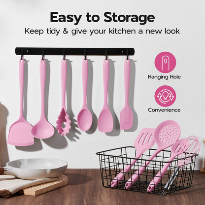 Kitchen Utensils Set, 10 Pieces Black Silicone Cooking Utensils Set