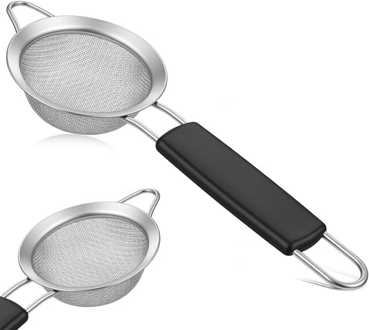 Strainers Fine Mesh, 3.3" Fine Cocktail Strainer Juice Strainers Stainless Steel Small Metal Strainer for Loose Tea Mini Sifter with Handle for Cocktail Tea Coffee Juice