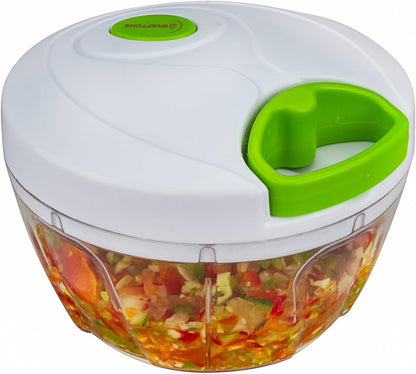 Manual Food Chopper, Compact & Powerful Hand Pull Chopper Blender to Chop Onion, Garlic, Vegetables, Fruits, Herbs for Salsa, Salad, Pesto, Hummus, Coleslaw, Puree, Indian Cooking
