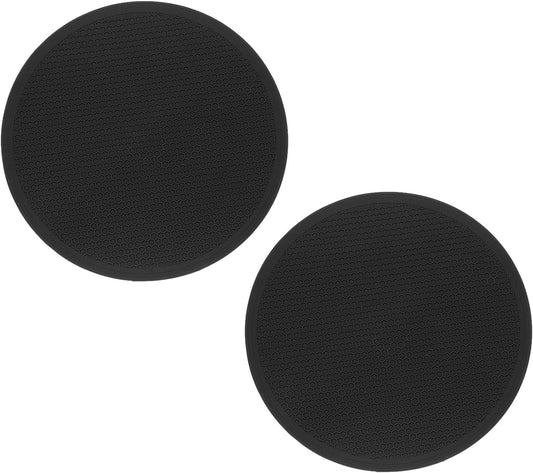 2pcs Silicone Trivet Mats 9.8" Dia Round Non-Slip Silicone Pot Holders for Hot Pots and Pans, Heat Resistant Hot Pads for Kitchen Hot Dishes Table Countertops, Black