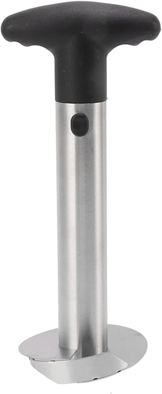 Pineapple Corer, Stainless Steel Pineapple Corer and Slicer, Portable Pineapple Cutter, Pineapple Spears with Black Handle for Diced Pineapple Rings