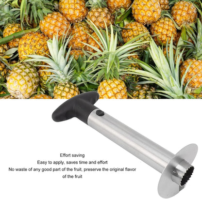Pineapple Corer, Stainless Steel Pineapple Corer and Slicer, Portable Pineapple Cutter, Pineapple Spears with Black Handle for Diced Pineapple Rings